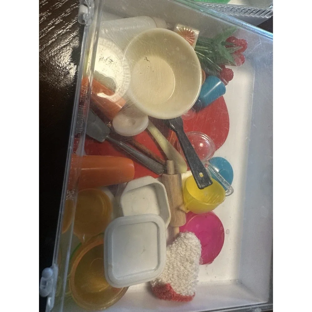 Dollhouse Plastic Cookware, Plates, Toaster, & Coffee Cups Lot